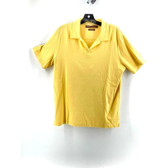 Perry Ellis Women's Short Sleeve Yellow Polo Collared Golf Shirt Top Size Med - Picture 1 of 7